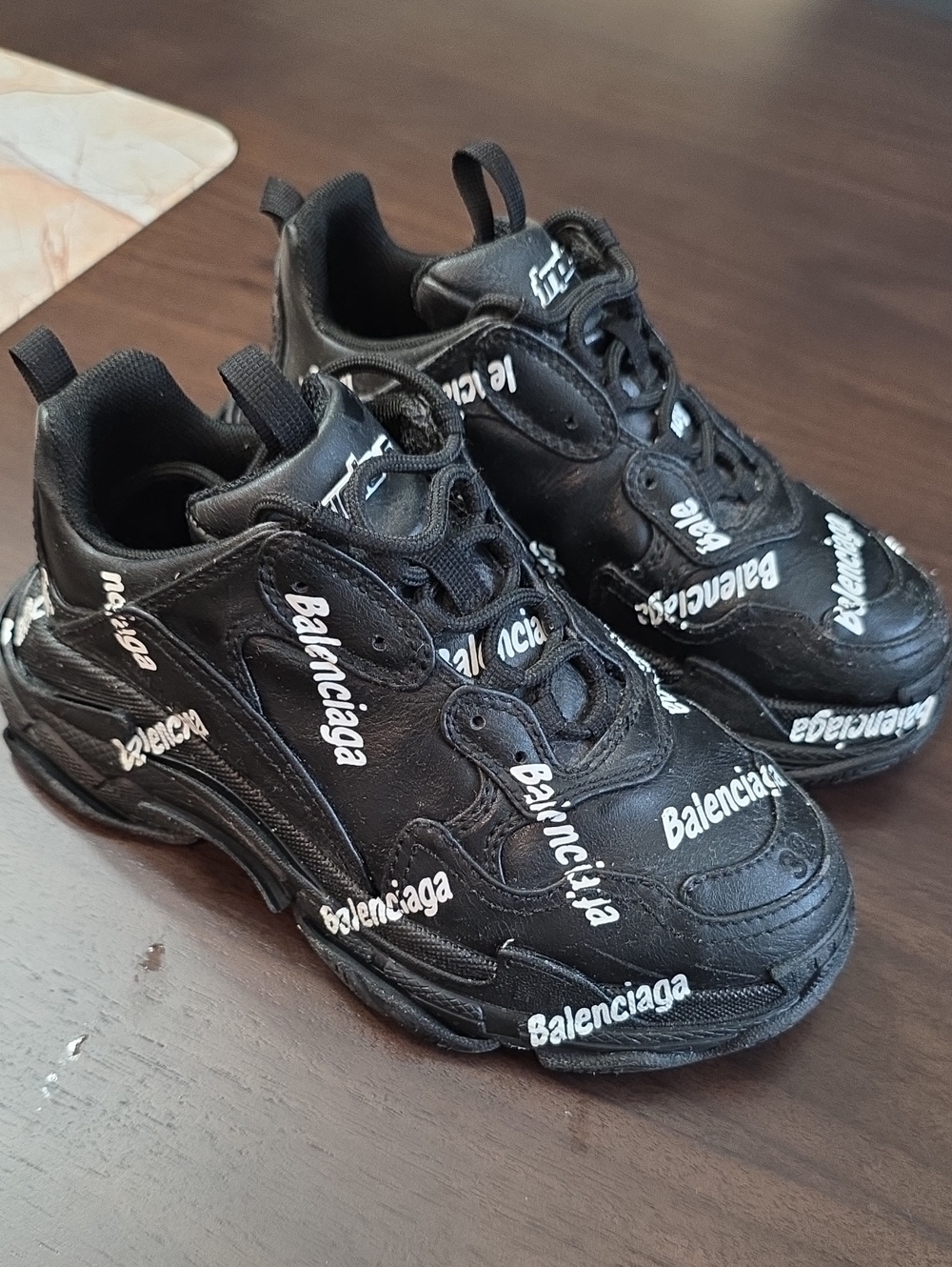 Balenciaga Kids Black Logo-Print Triple S Sneakers